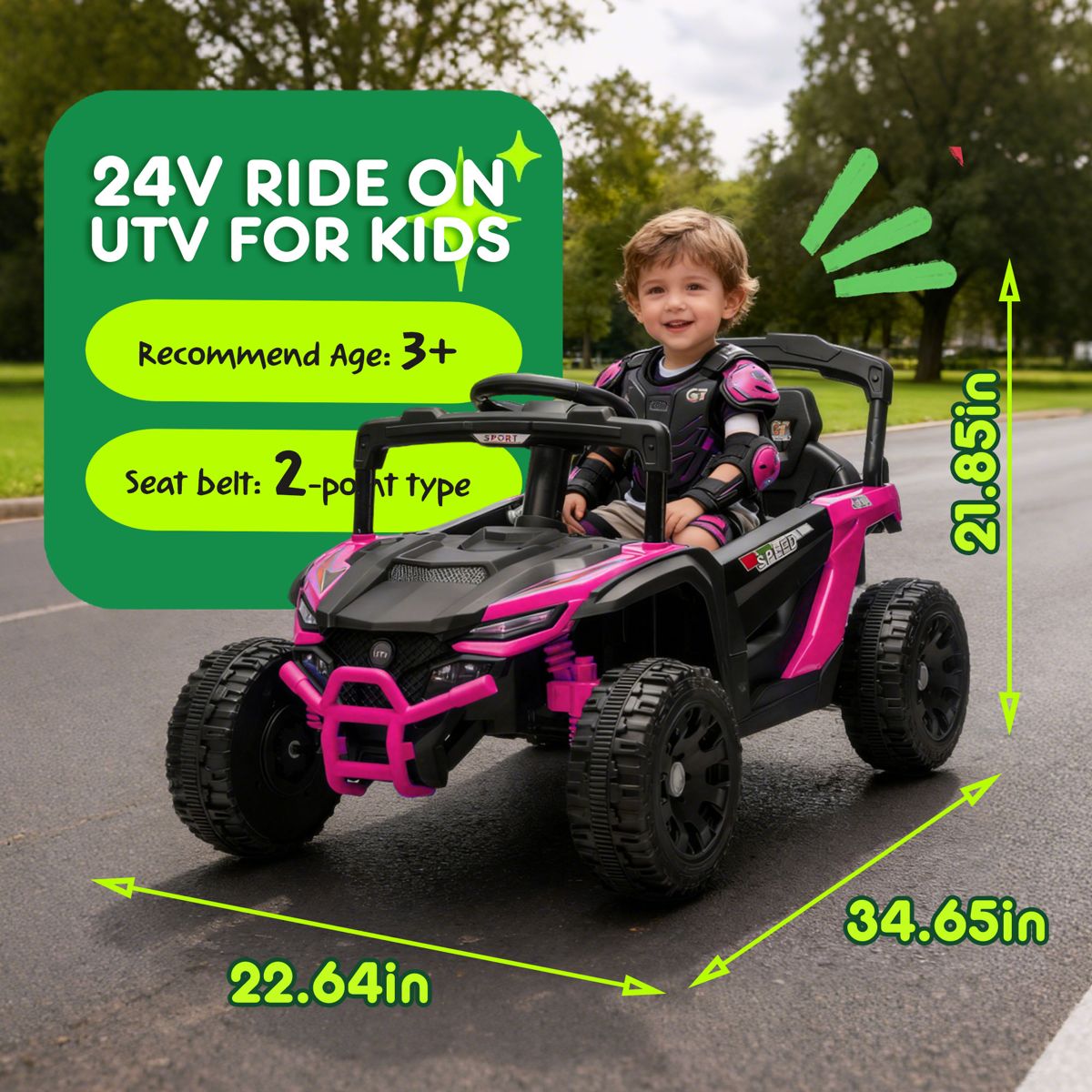 24V Ride-On UTV with Anti-Collision Bar — view 3