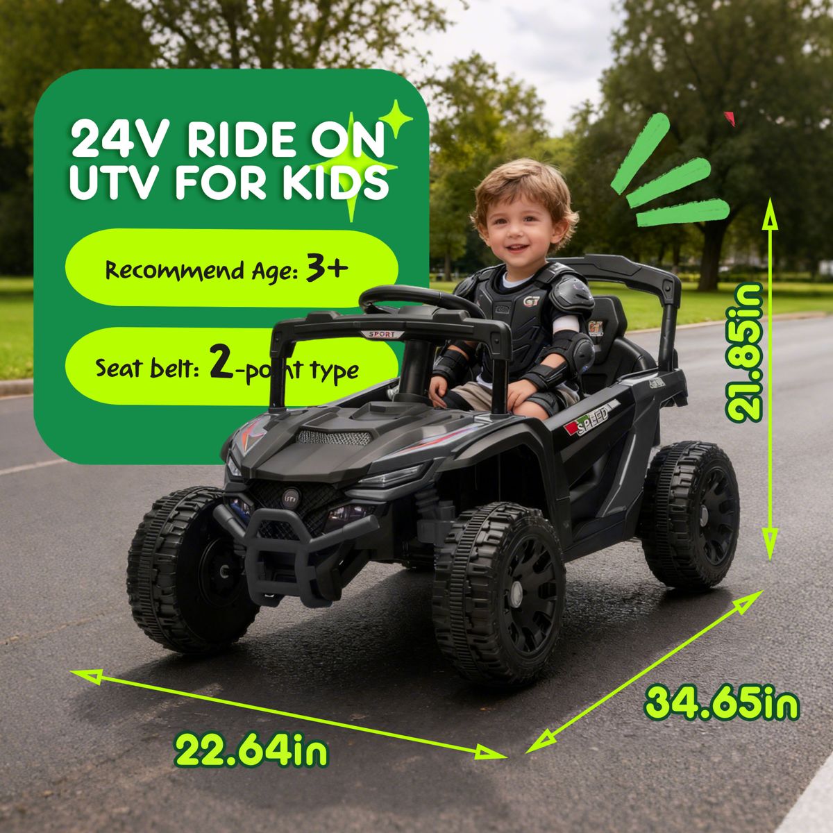 24V Kids Ride-On UTV with Remote Control — view 3