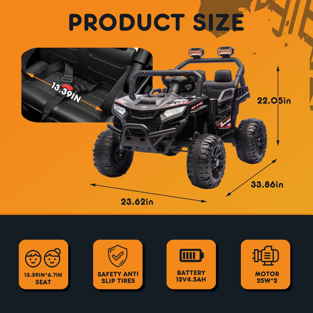12V Kids Ride-On UTV with Remote Control — view 4