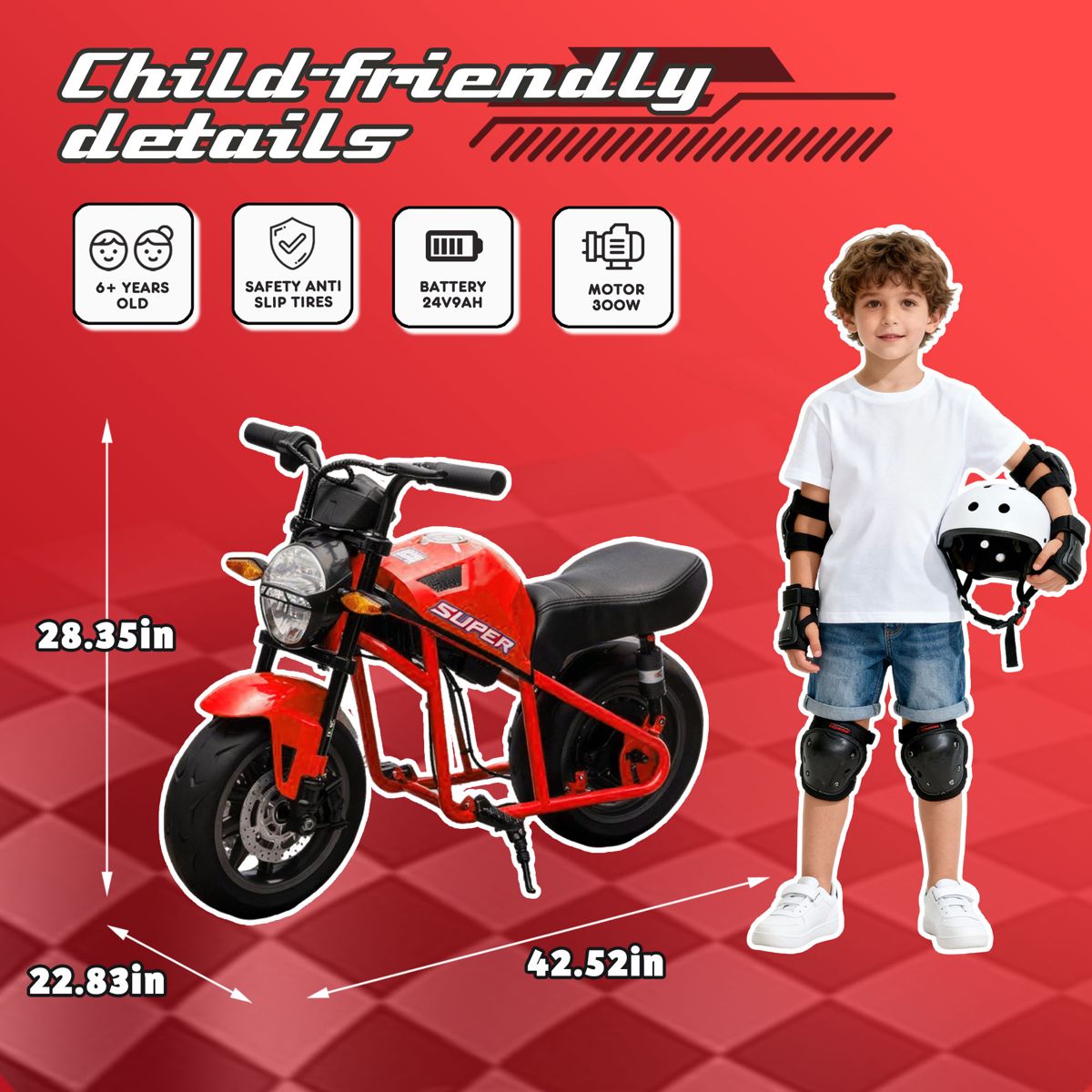 24V 300W XL Ride-On Muscle Motorcycle — view 4