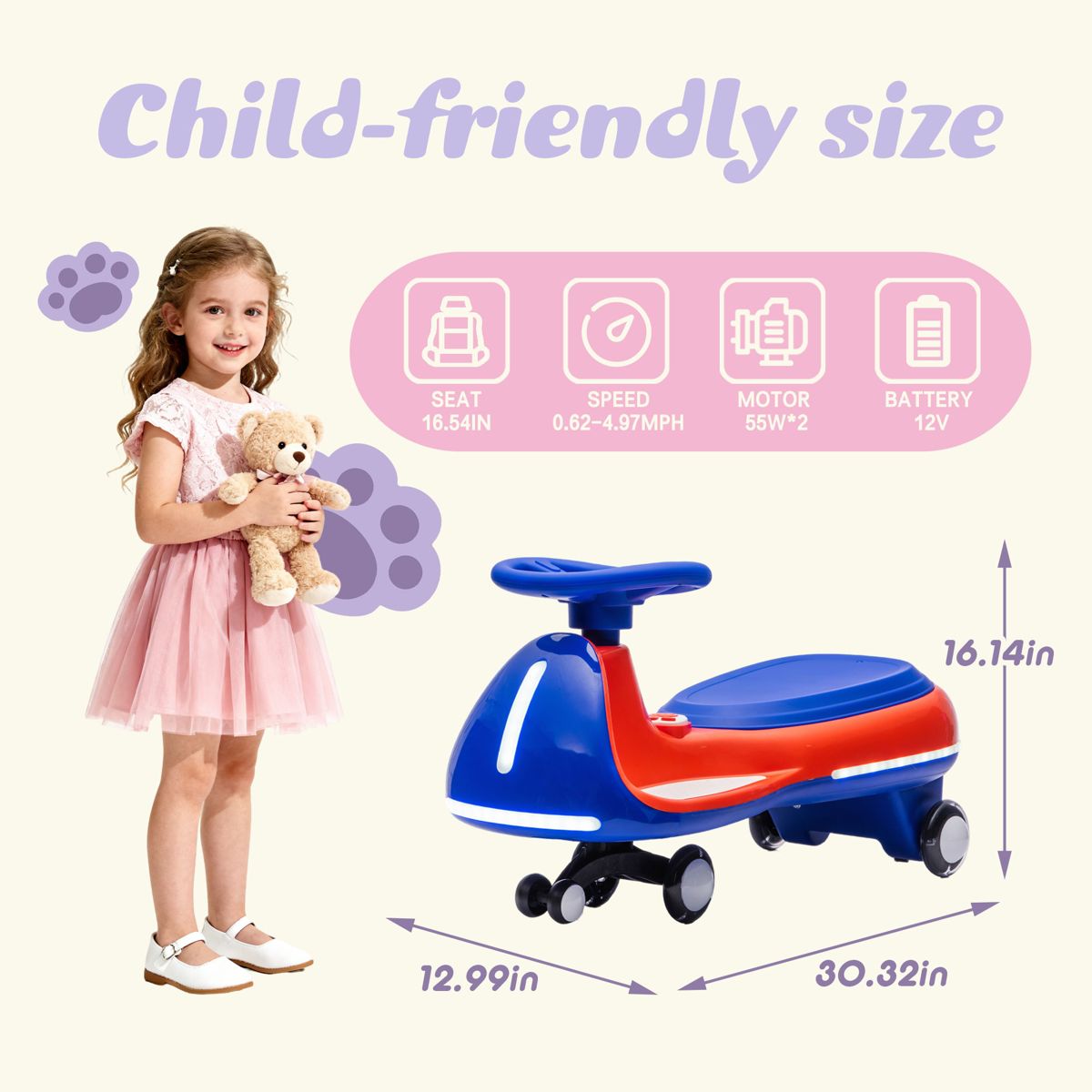 12V Electric Wiggle Car with LED Wheels — view 3