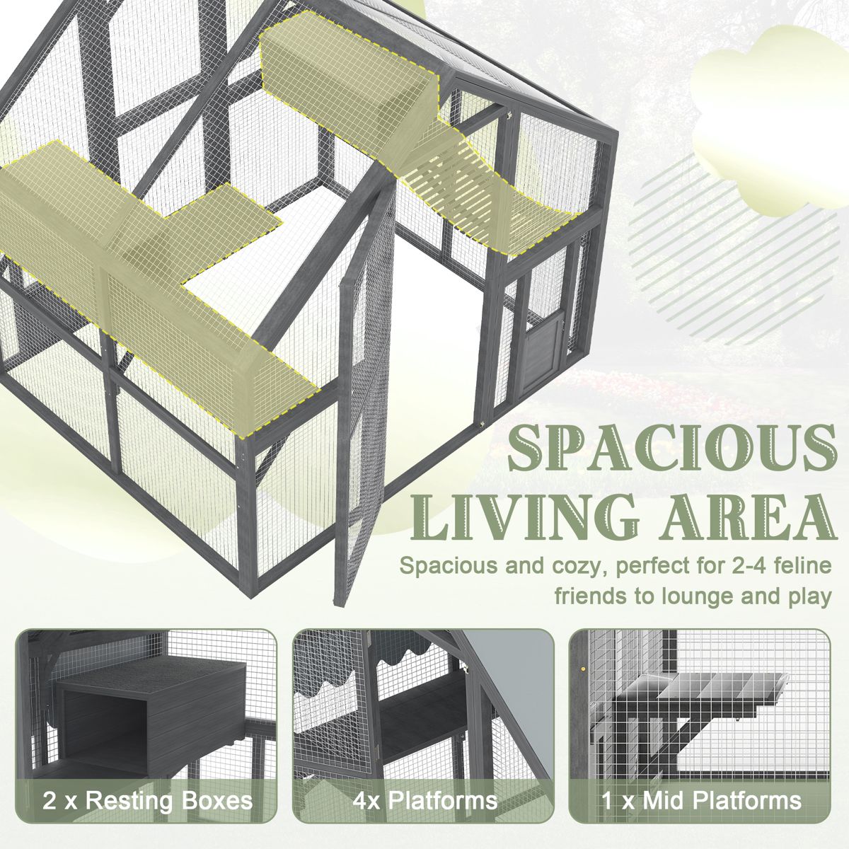 74-Inch Outdoor Cat Enclosure with Canopy — view 4