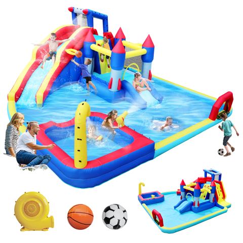 10-in-1 Inflatable Water Park with Dual Pools — view 1