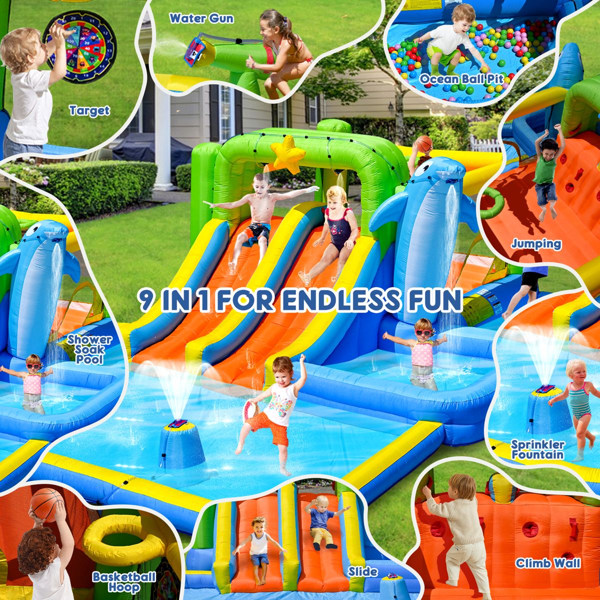 9-in-1 Inflatable Water Bounce House — view 2