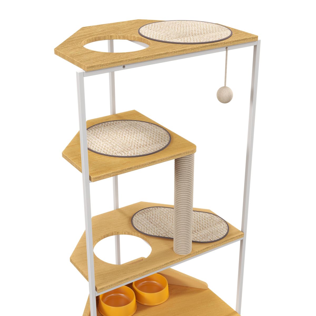 Corner Cat Tower with Feeding Station — view 3