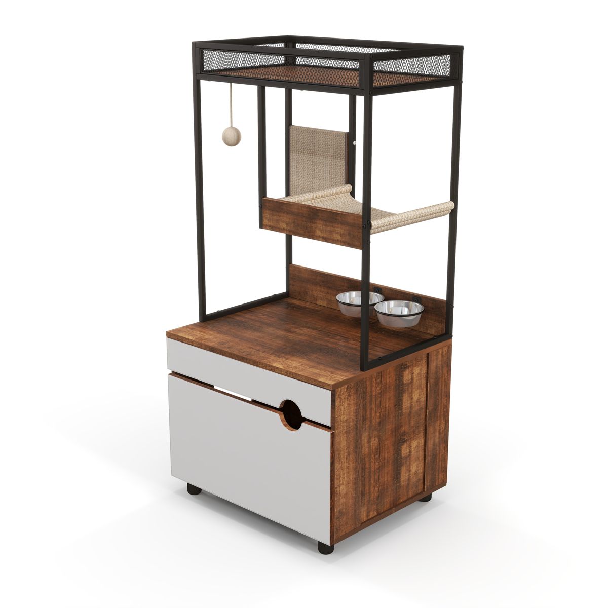 Litter Box Cabinet with Cat Tree Tower — view 3