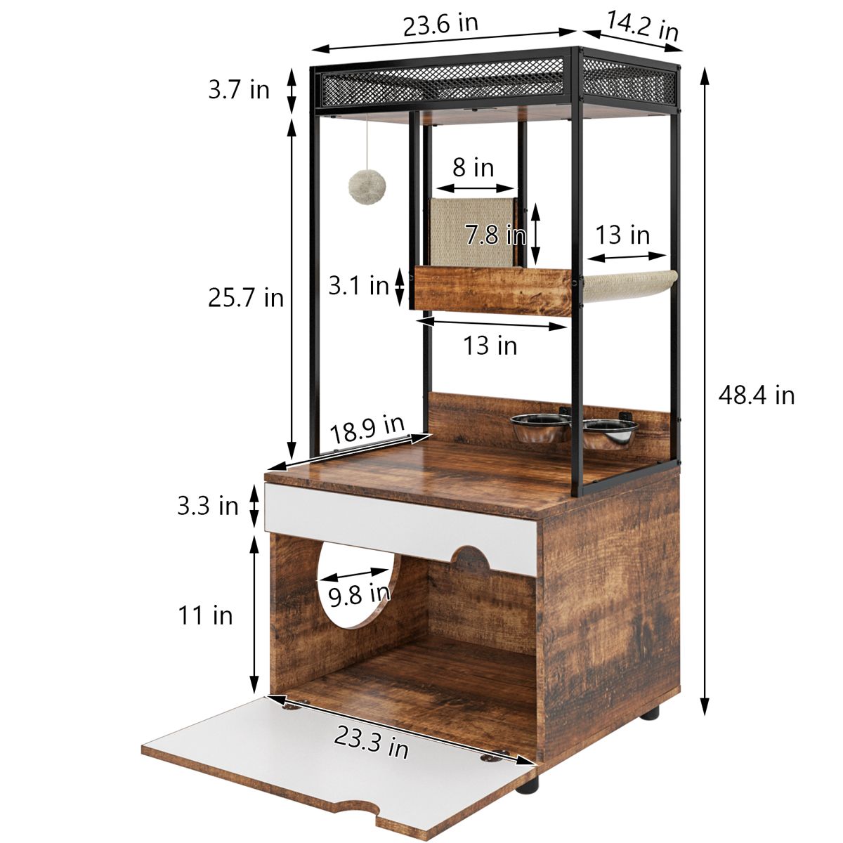 Litter Box Cabinet with Cat Tree Tower — view 4