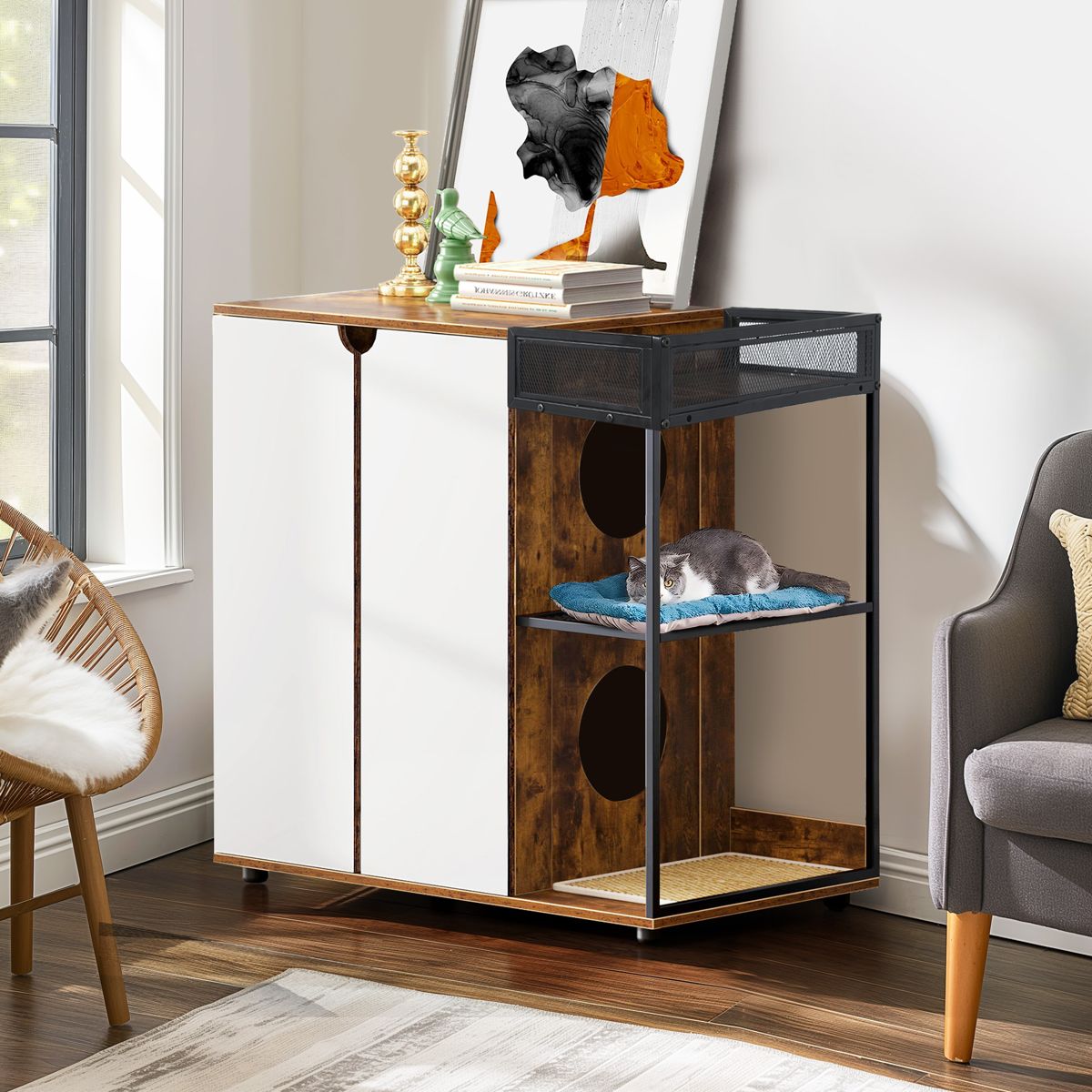 Double-Door Litter Box Enclosure for Two Cats — view 3