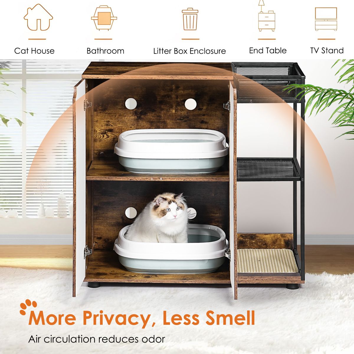 Double-Door Litter Box Enclosure for Two Cats — view 4