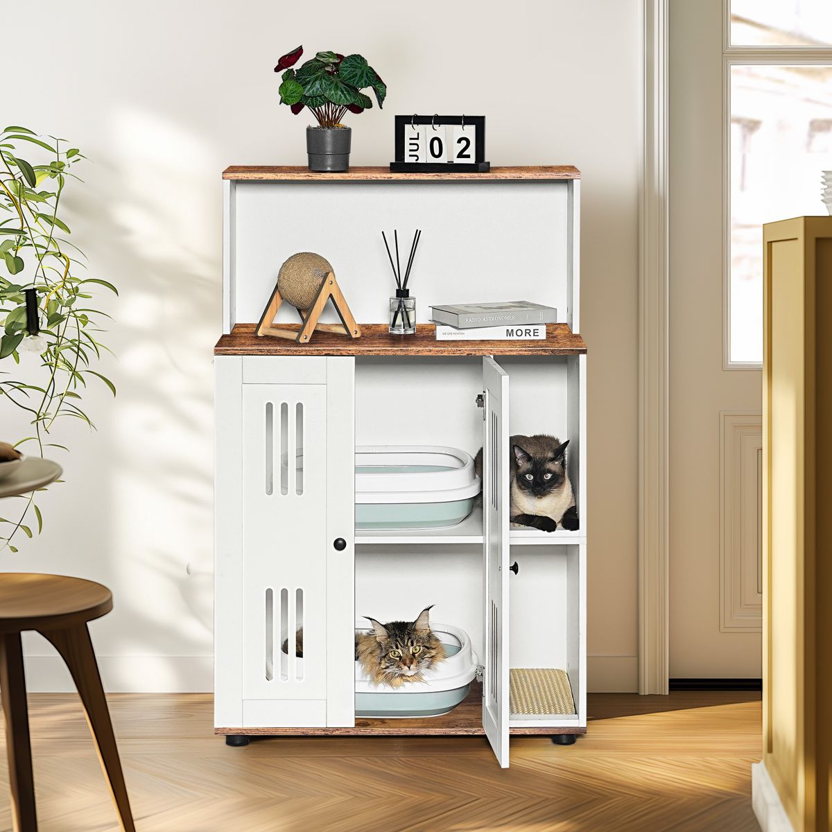 Tall Litter Box Cabinet for Two Cats — view 3