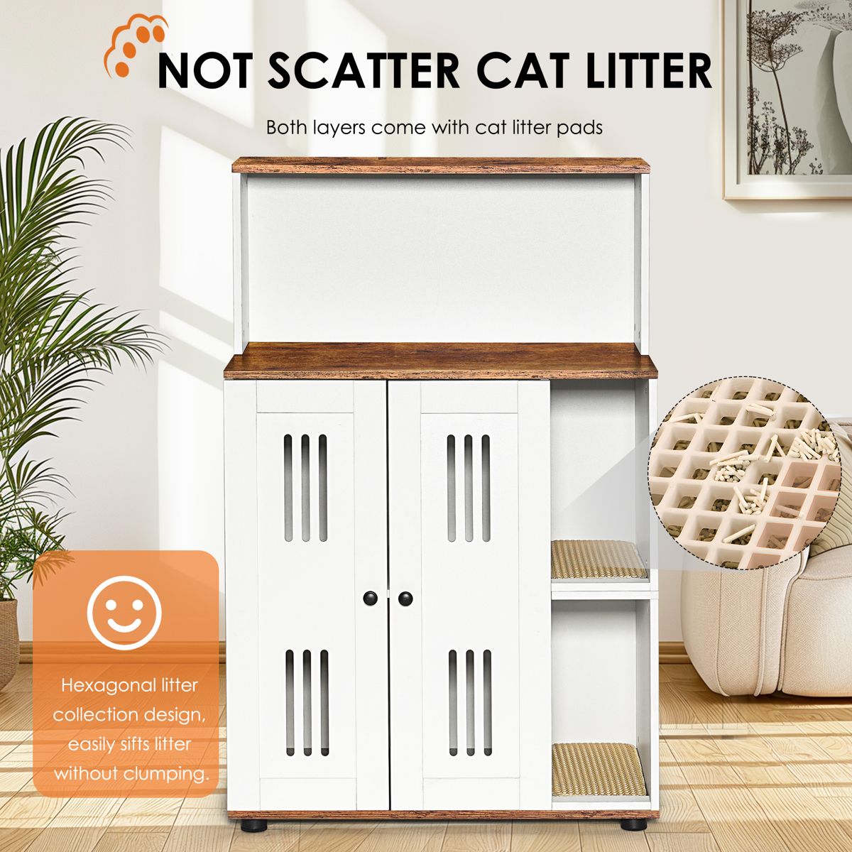 Tall Litter Box Cabinet for Two Cats — view 4