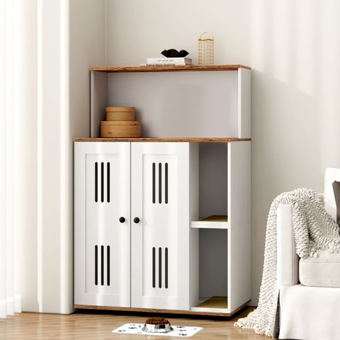 Tall Litter Box Cabinet for Two Cats — view 1