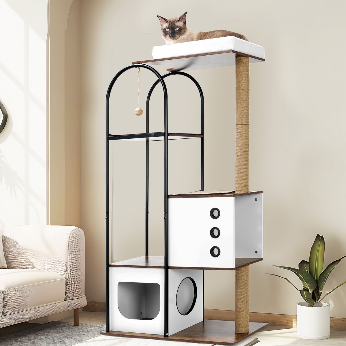 Five-Tier Modern Cat Tower with Cave — view 4