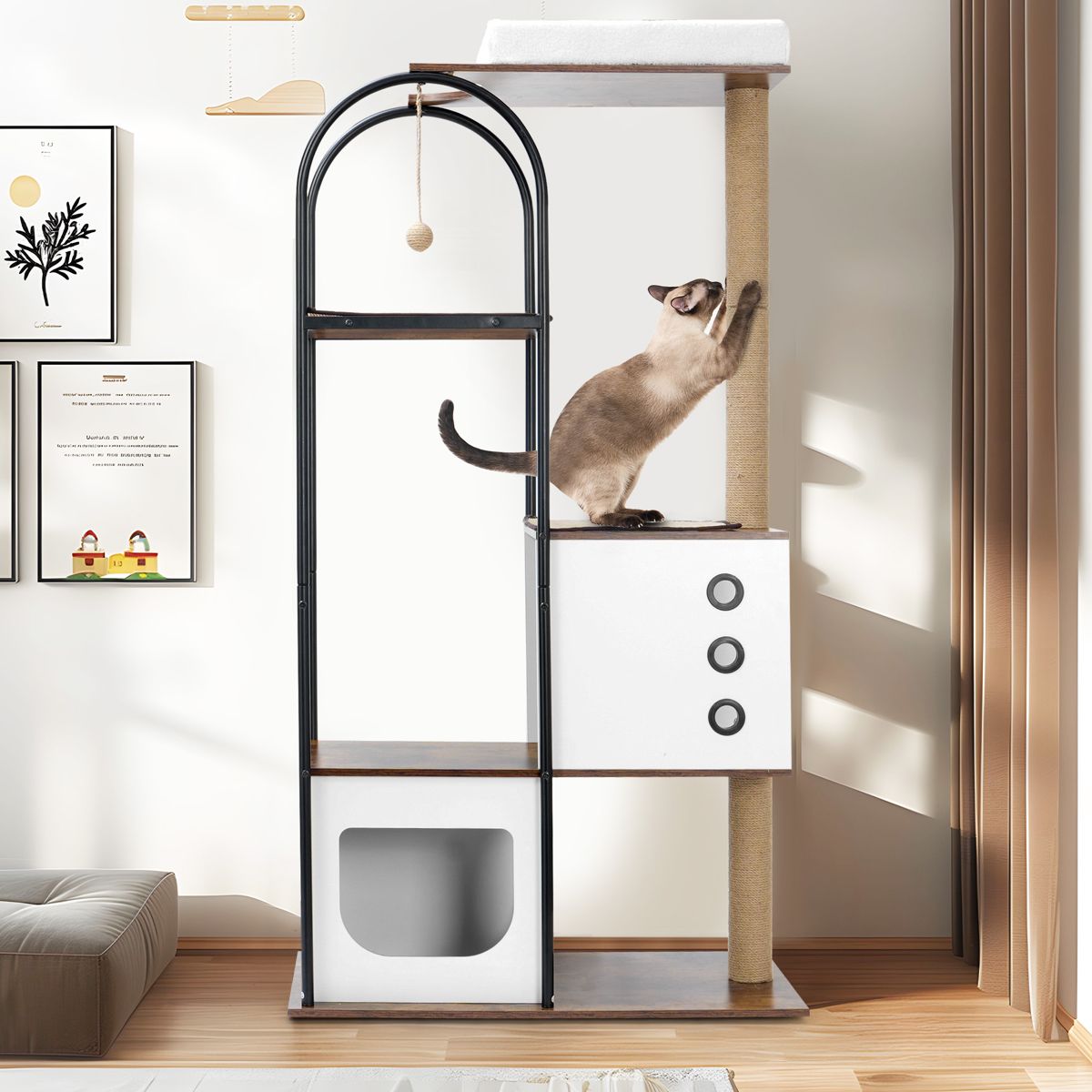 Five-Tier Modern Cat Tower with Cave