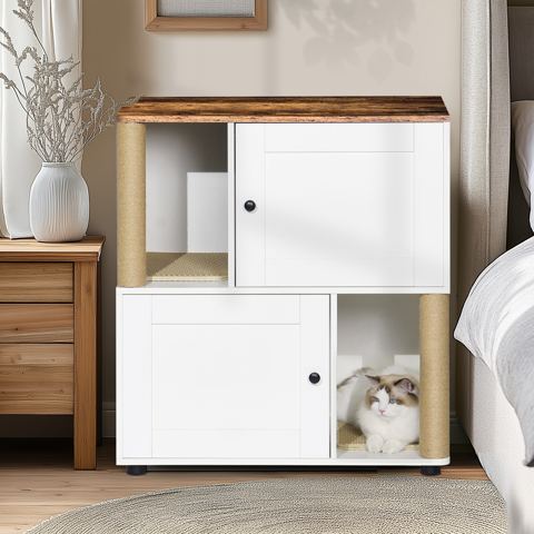 Two-Tier Litter Box Enclosure for Two Cats