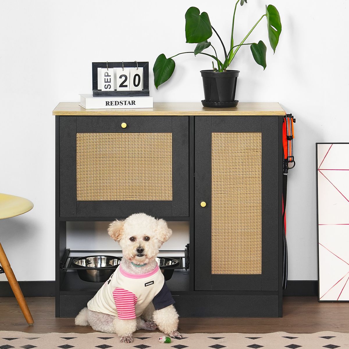 Pet Feeding Station with Two Elevated Bowls