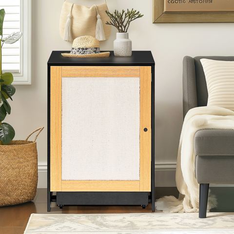 Litter Box End Table with Sisal Scratching Door