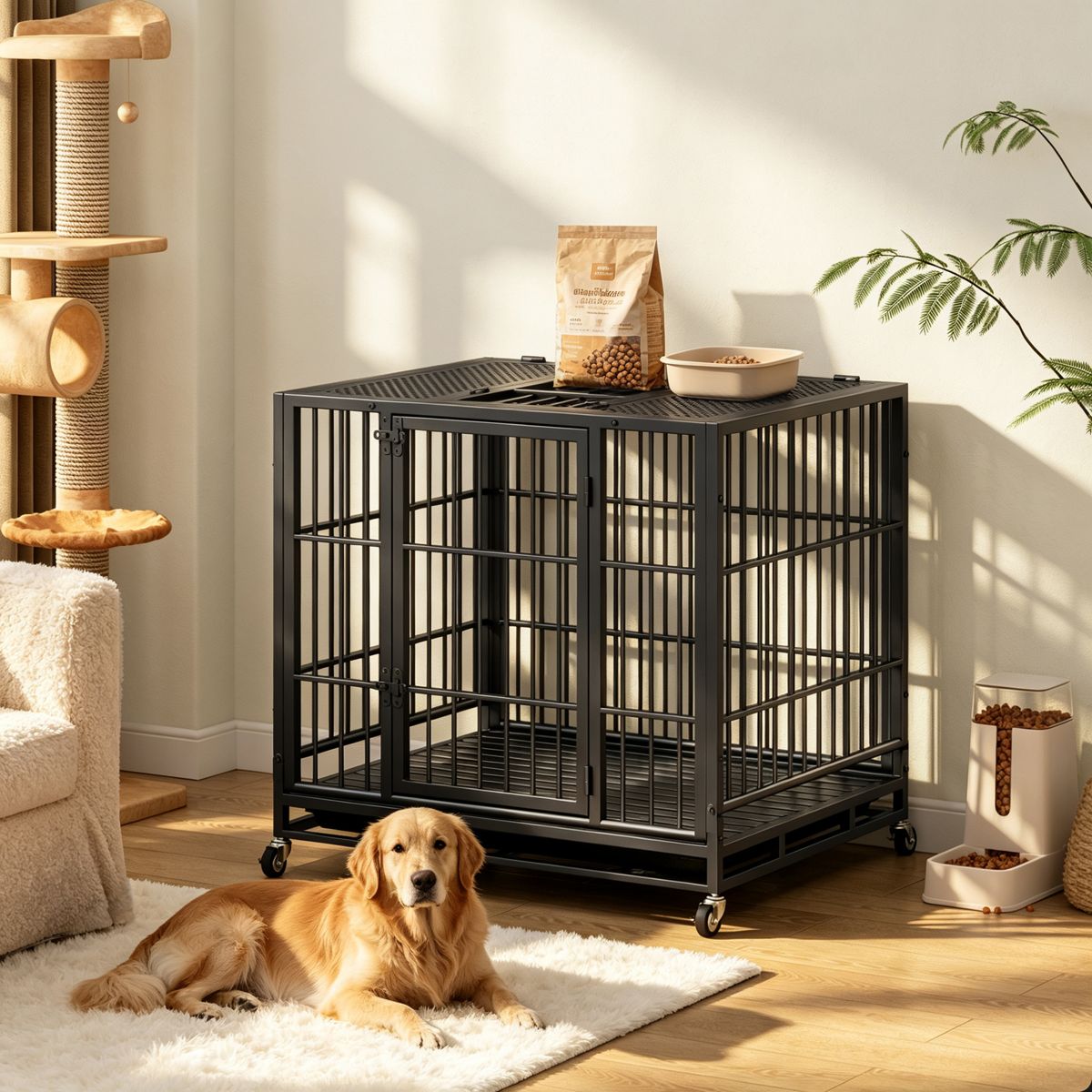 Mobile Heavy-Duty Dog Kennel with Twist Latch