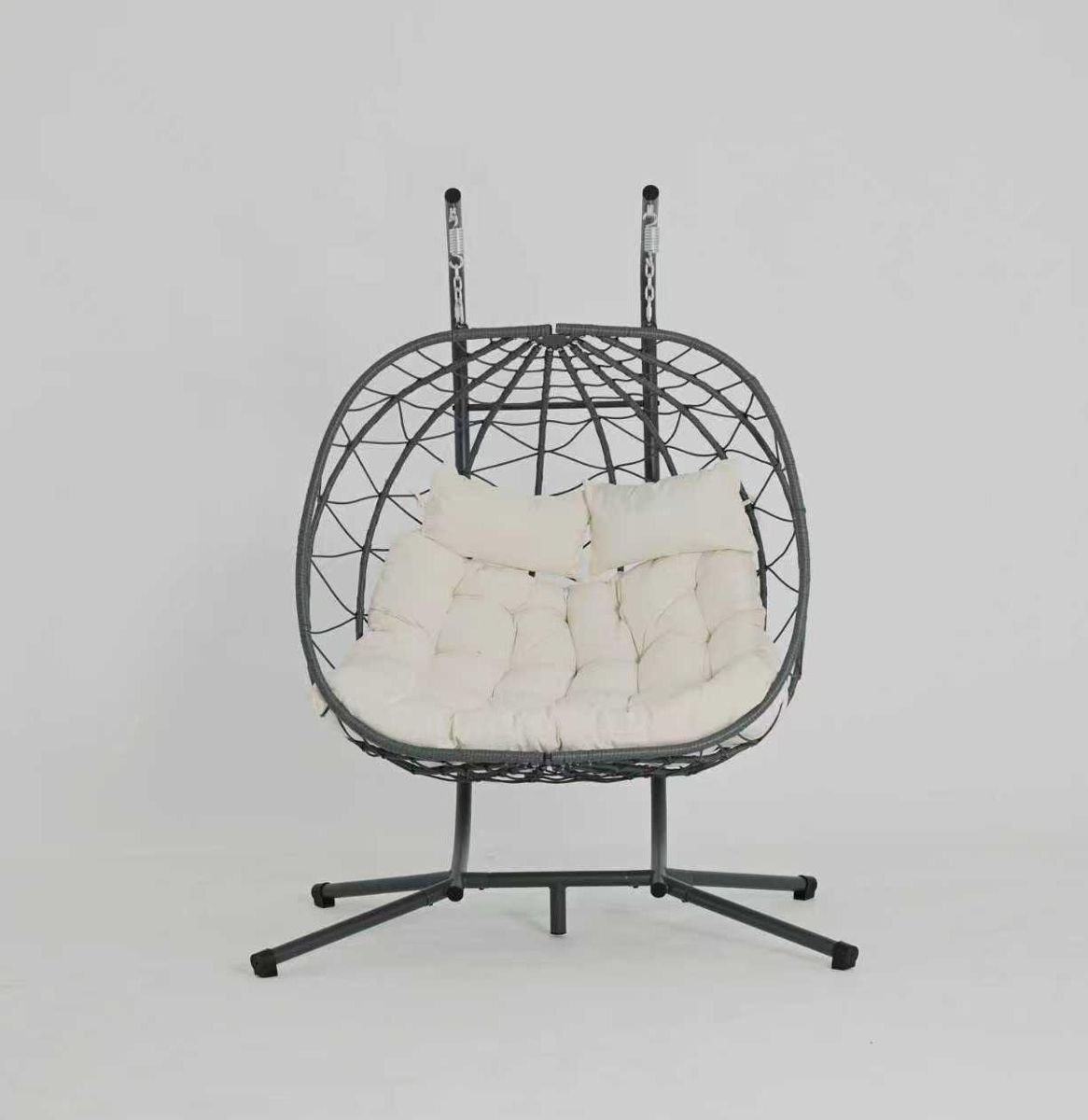 Two-Person Hanging Egg Chair with Stand — view 2
