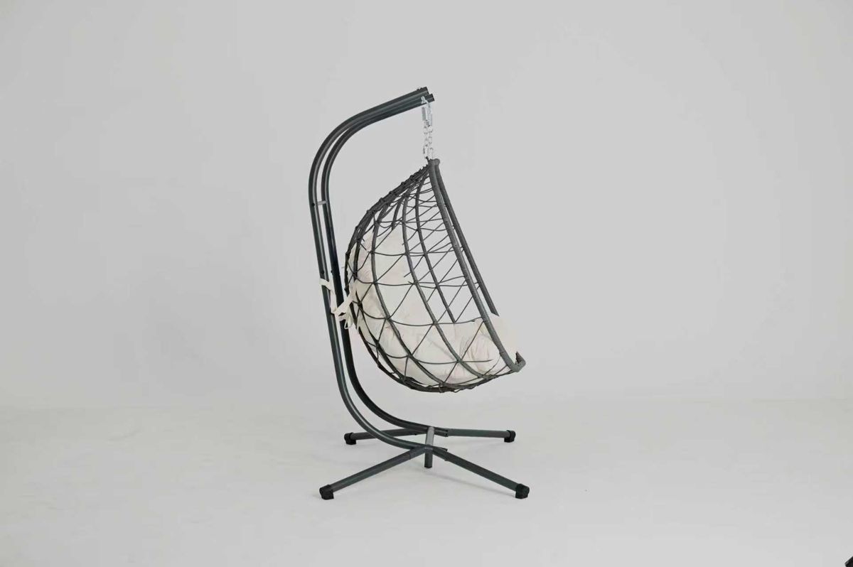 Two-Person Hanging Egg Chair with Stand — view 3