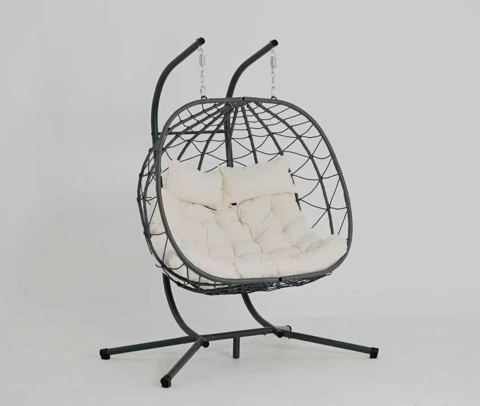Two-Person Hanging Egg Chair with Stand
