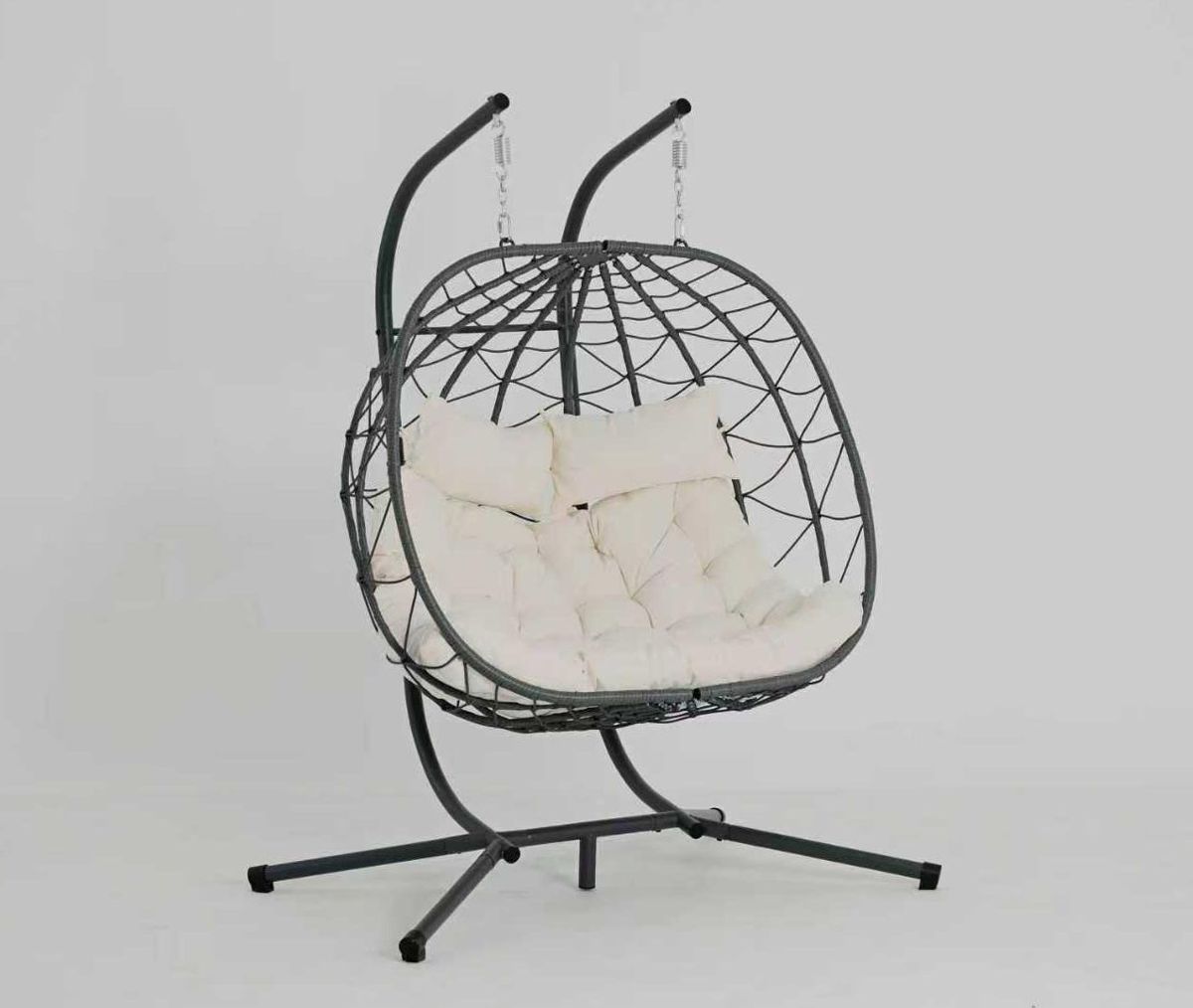 Two-Person Hanging Egg Chair with Stand