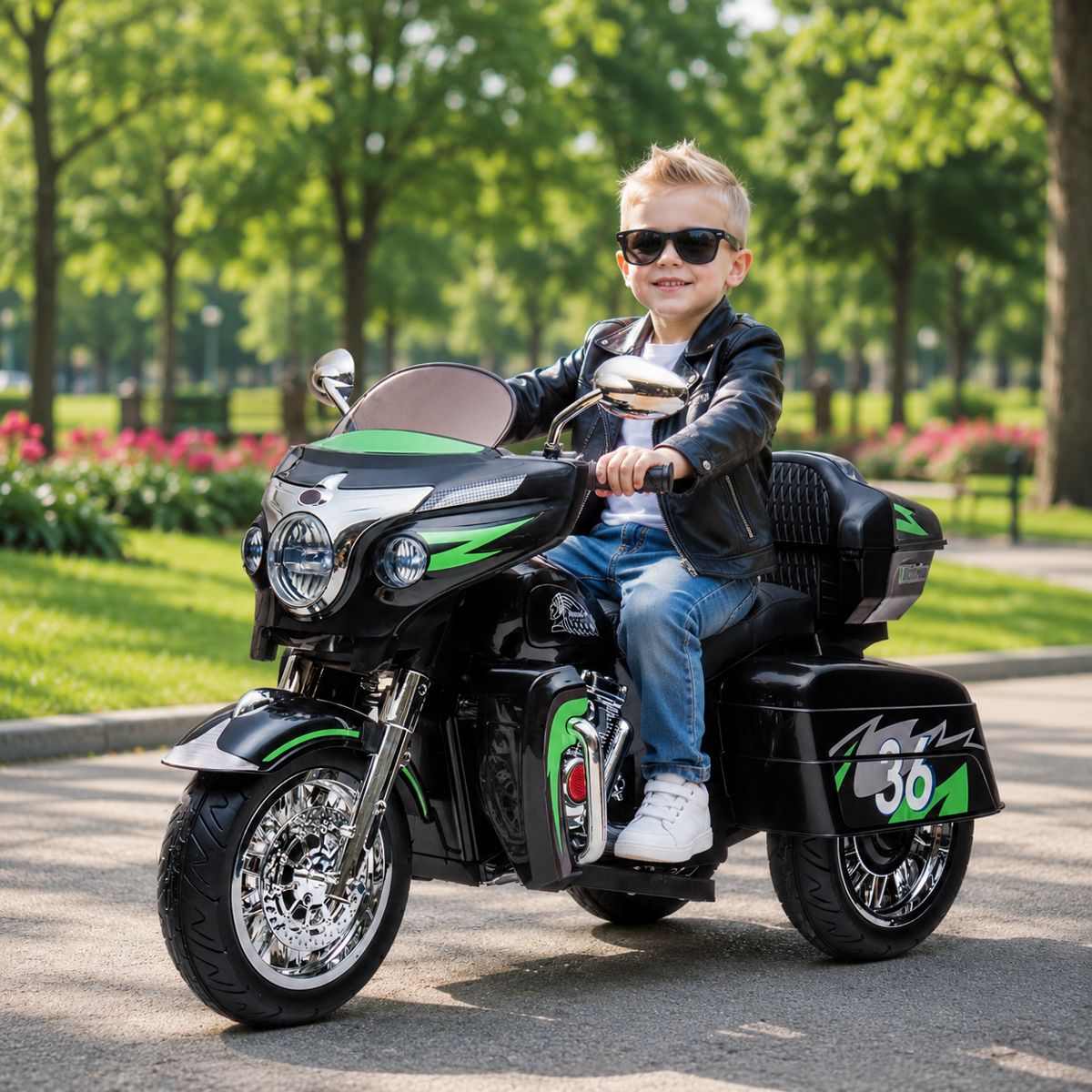 12V Kids Ride-On Motorcycle with Storage Trunk — view 3