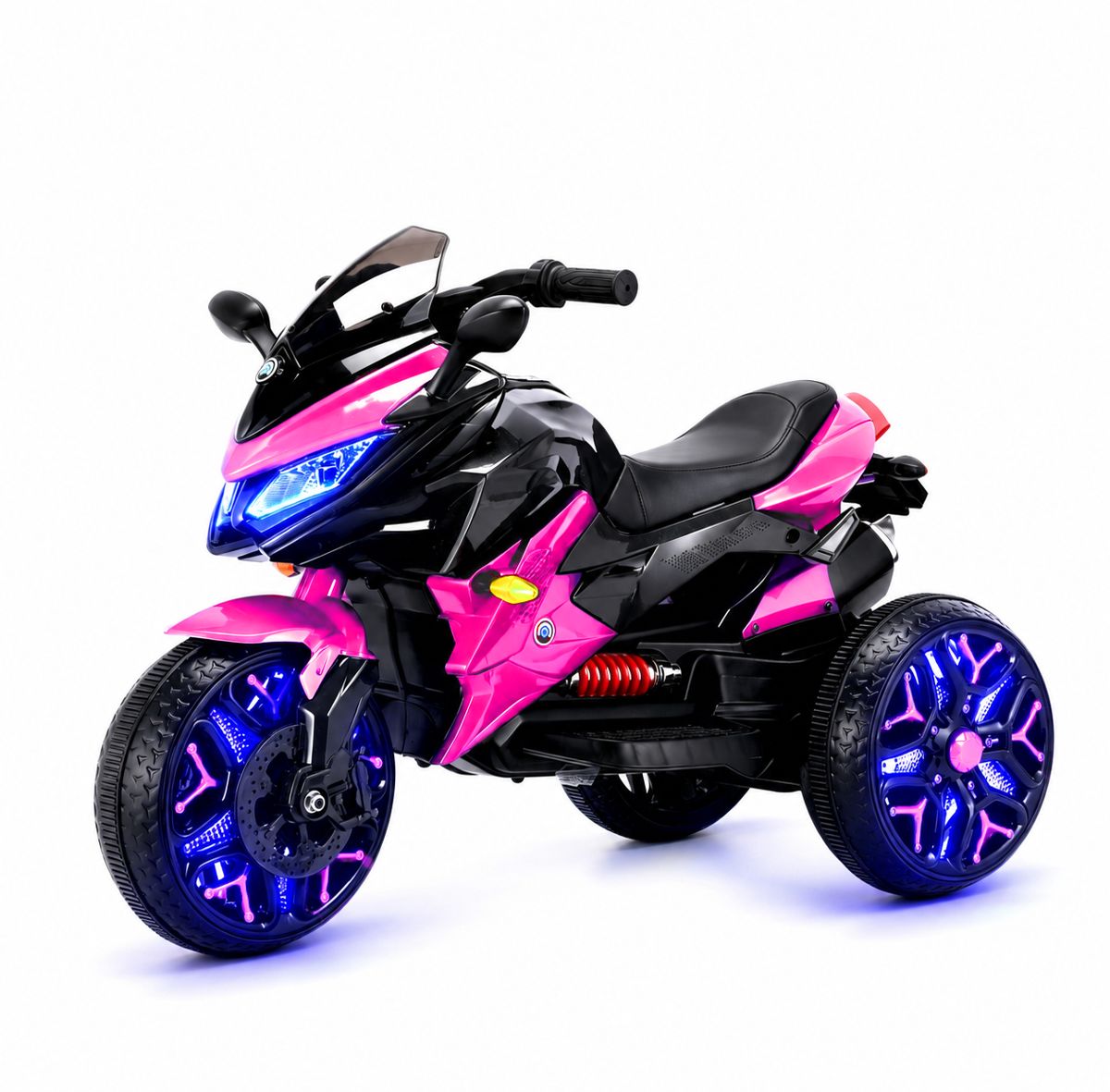 12V Three-Wheel Ride-On Motorcycle, Pink
