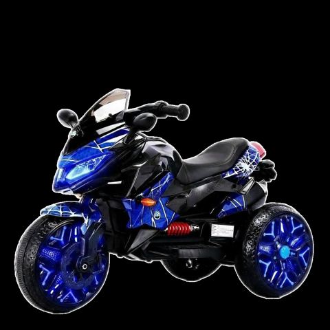 12V Three-Wheel Ride-On Motorcycle, Blue