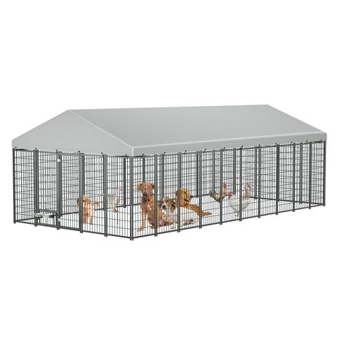 18.9 x 9.6 Ft Outdoor Dog Kennel with Roof