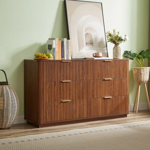 55-Inch Six-Drawer Dresser with Wave Front