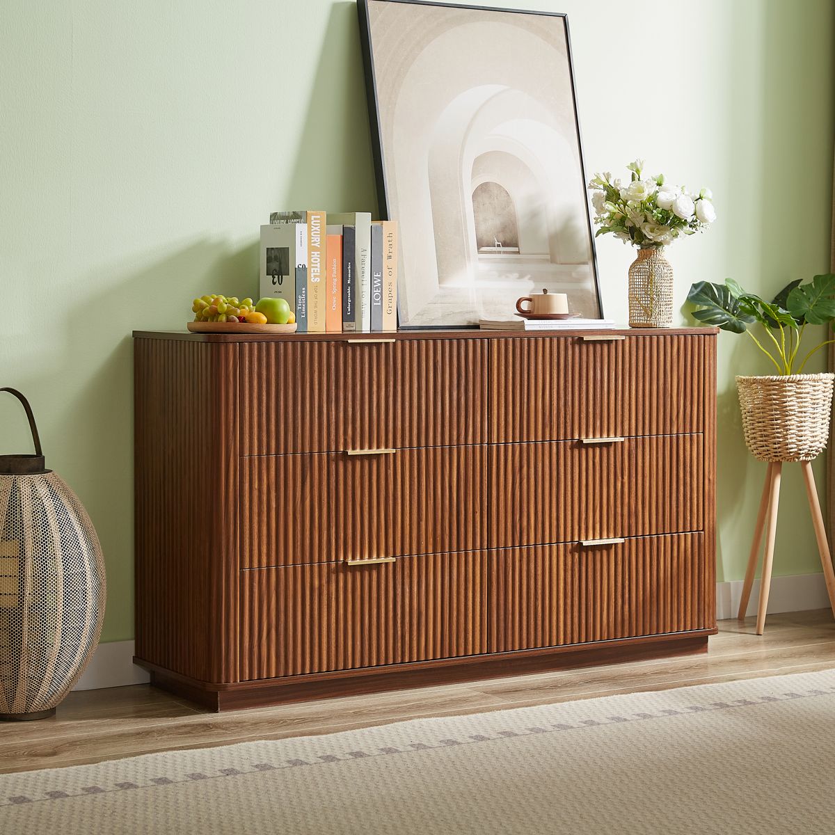 55-Inch Six-Drawer Dresser with Wave Front