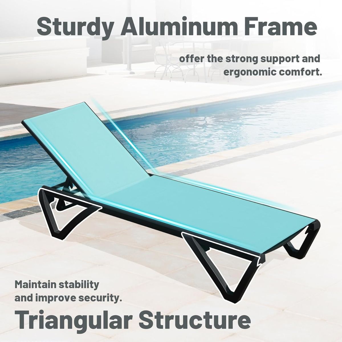 Aluminum Chaise Lounge with Side Table & Wheels — view 2