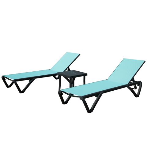 Aluminum Chaise Lounge with Side Table & Wheels