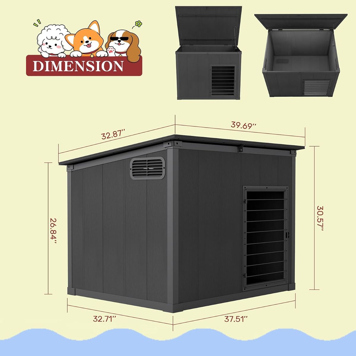 Large Weatherproof Dog House with Removable Roof — view 2