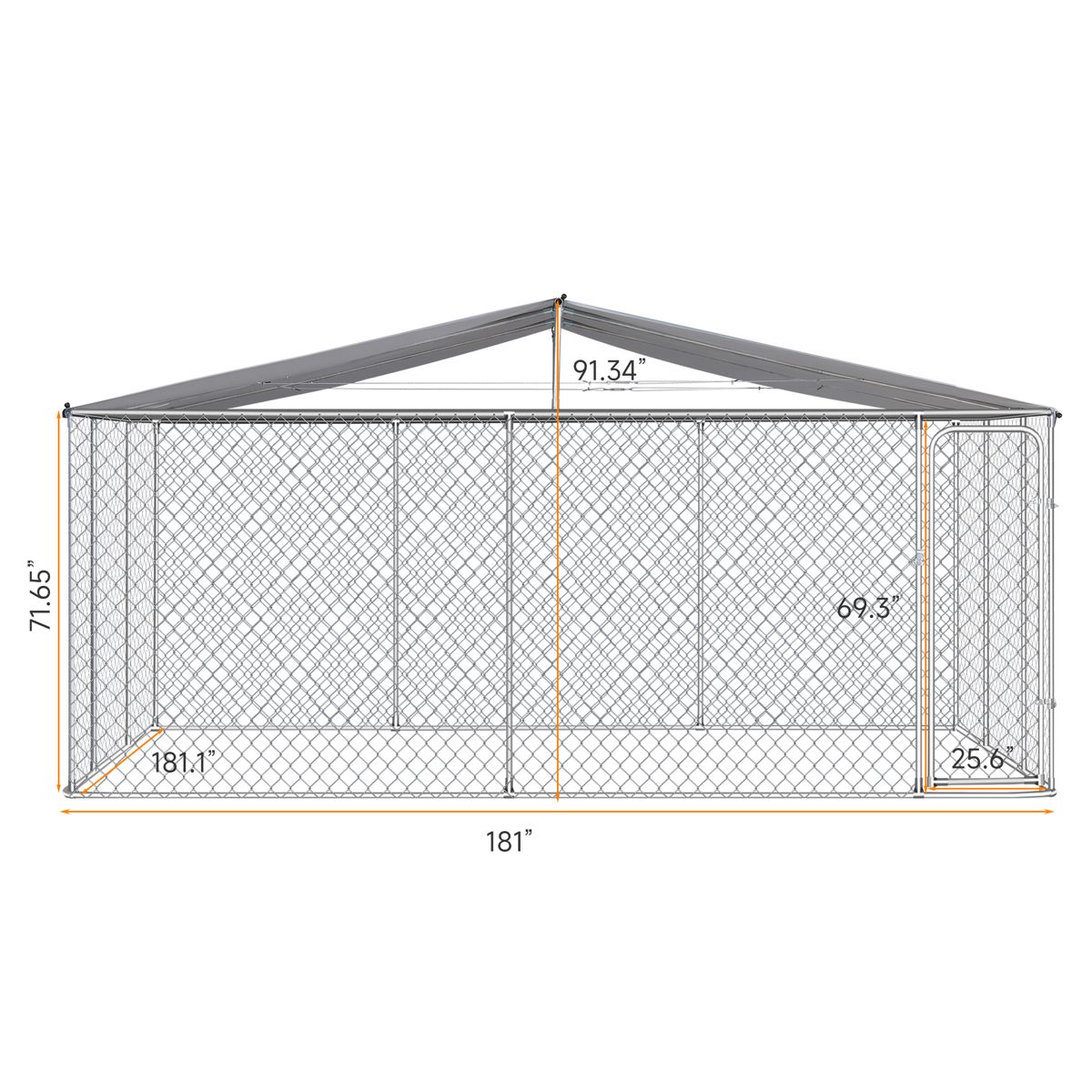 15-Foot Chain Link Dog Kennel with Canopy — view 2