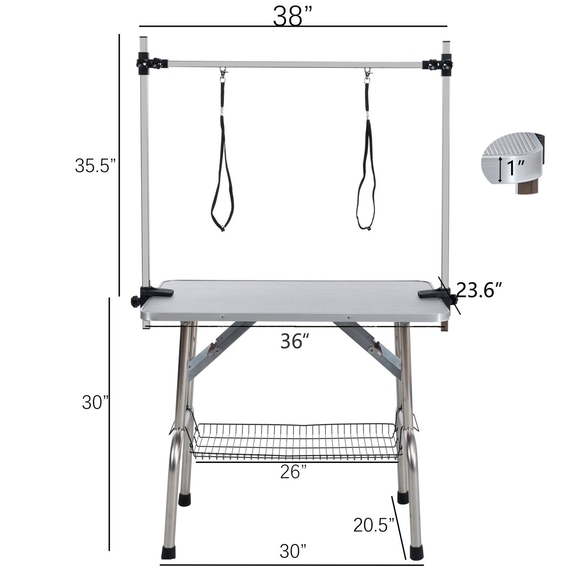 36-Inch Folding Grooming Table with Tool Basket — view 2