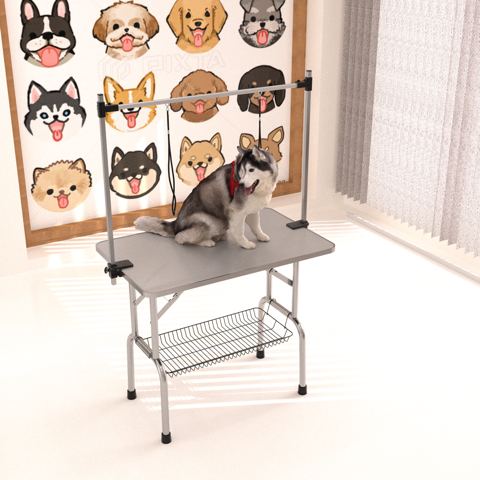 36-Inch Folding Grooming Table with Tool Basket