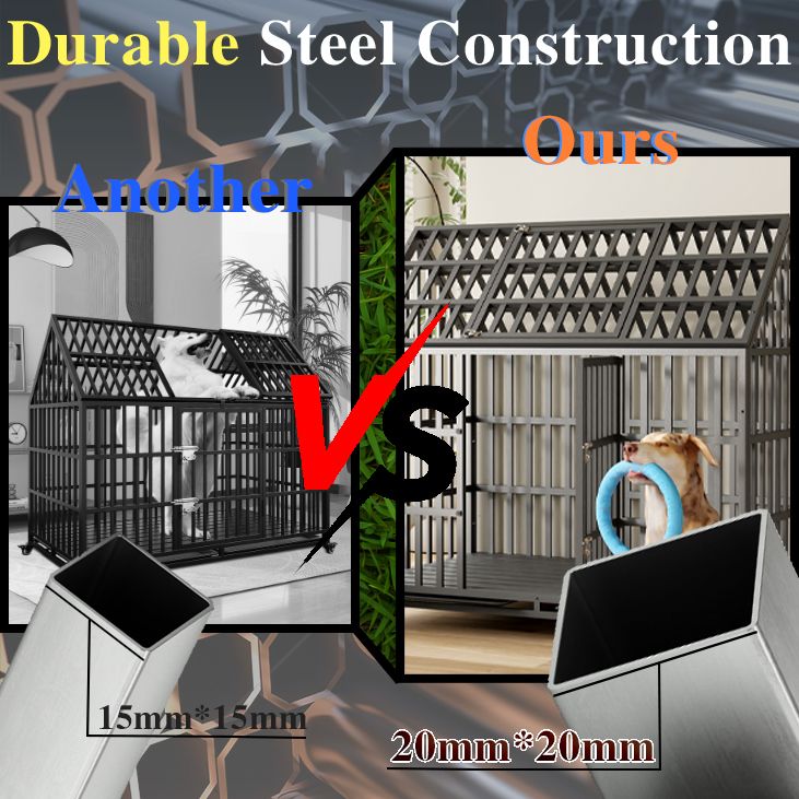 55-Inch Heavy-Duty Metal Dog Crate on Wheels — view 3