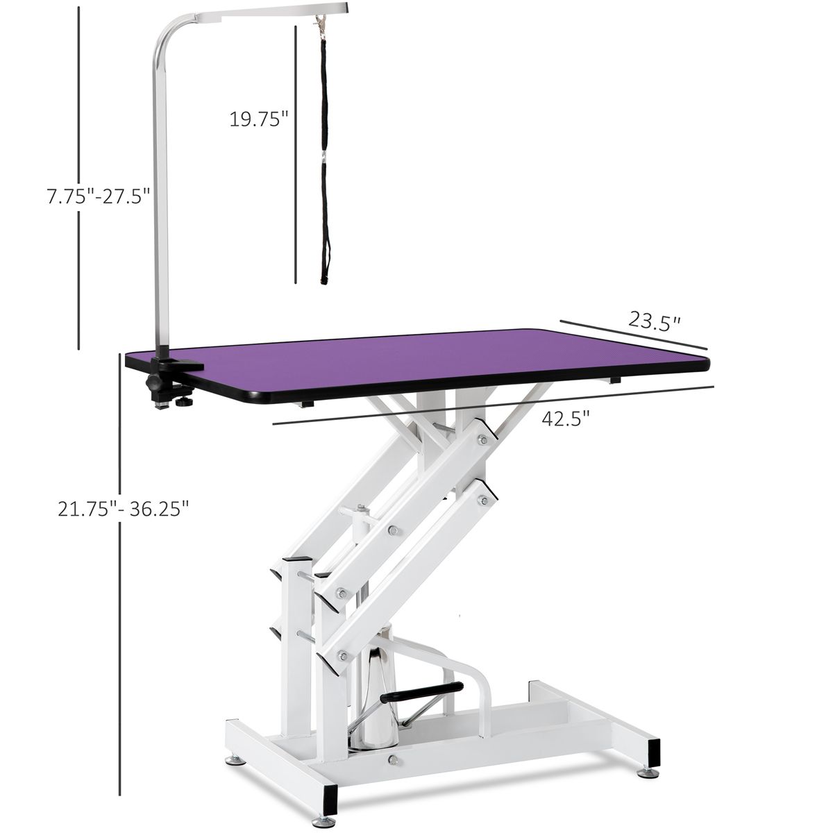 42.5-Inch Hydraulic Grooming Table, Purple — view 2