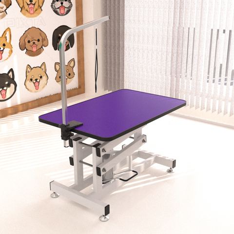 42.5-Inch Hydraulic Grooming Table, Purple — view 1