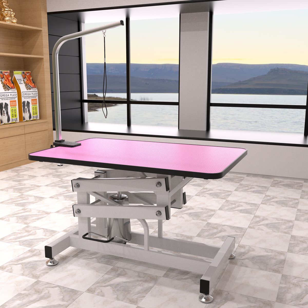 42.5-Inch Hydraulic Grooming Table, Pink