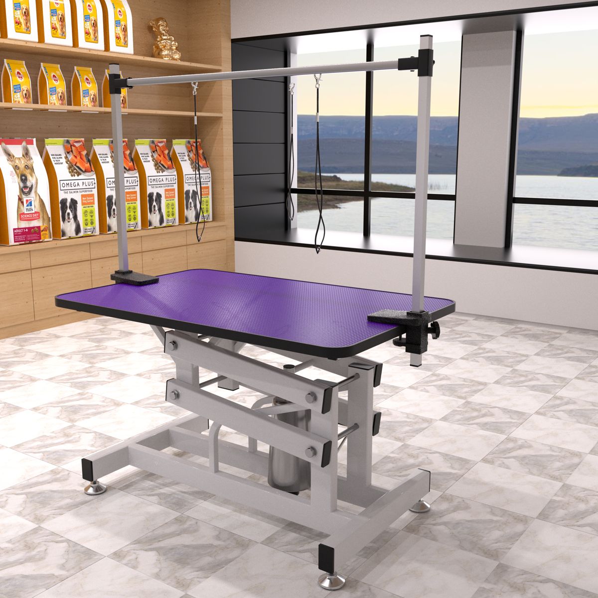 42.5-Inch Hydraulic Grooming Table with H-Arm