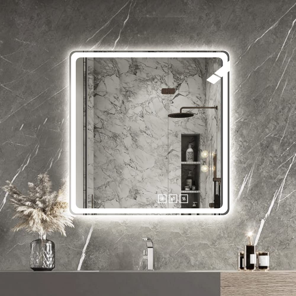 36-Inch Square Frameless LED Anti-Fog Mirror