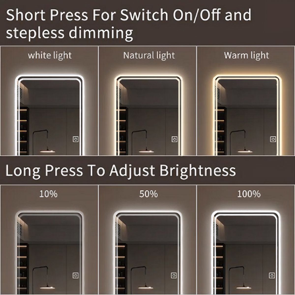 65 x 24 Wall-Mounted LED Full Length Mirror — view 4