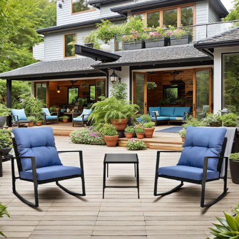 3-Piece Wicker Rocking Chair Bistro Set