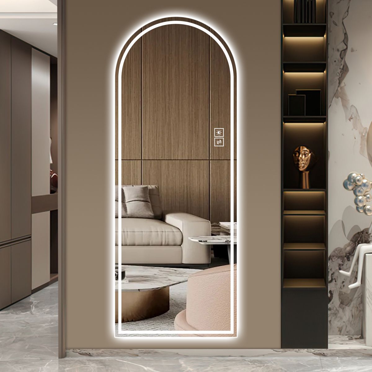 65-Inch Arched LED Vanity Mirror with Anti-Fog — view 2