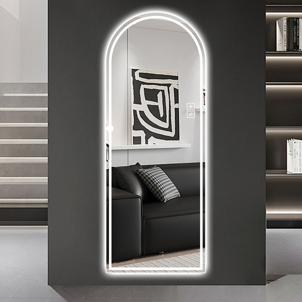 65-Inch Arched LED Vanity Mirror with Anti-Fog — view 3