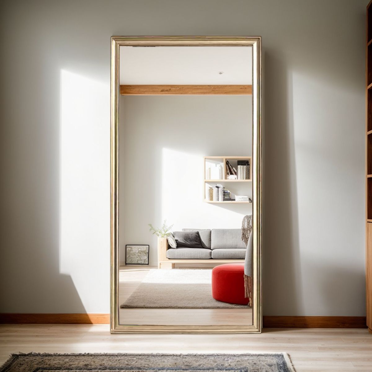 70-Inch Gold-Framed Full-Length Floor Mirror — view 3