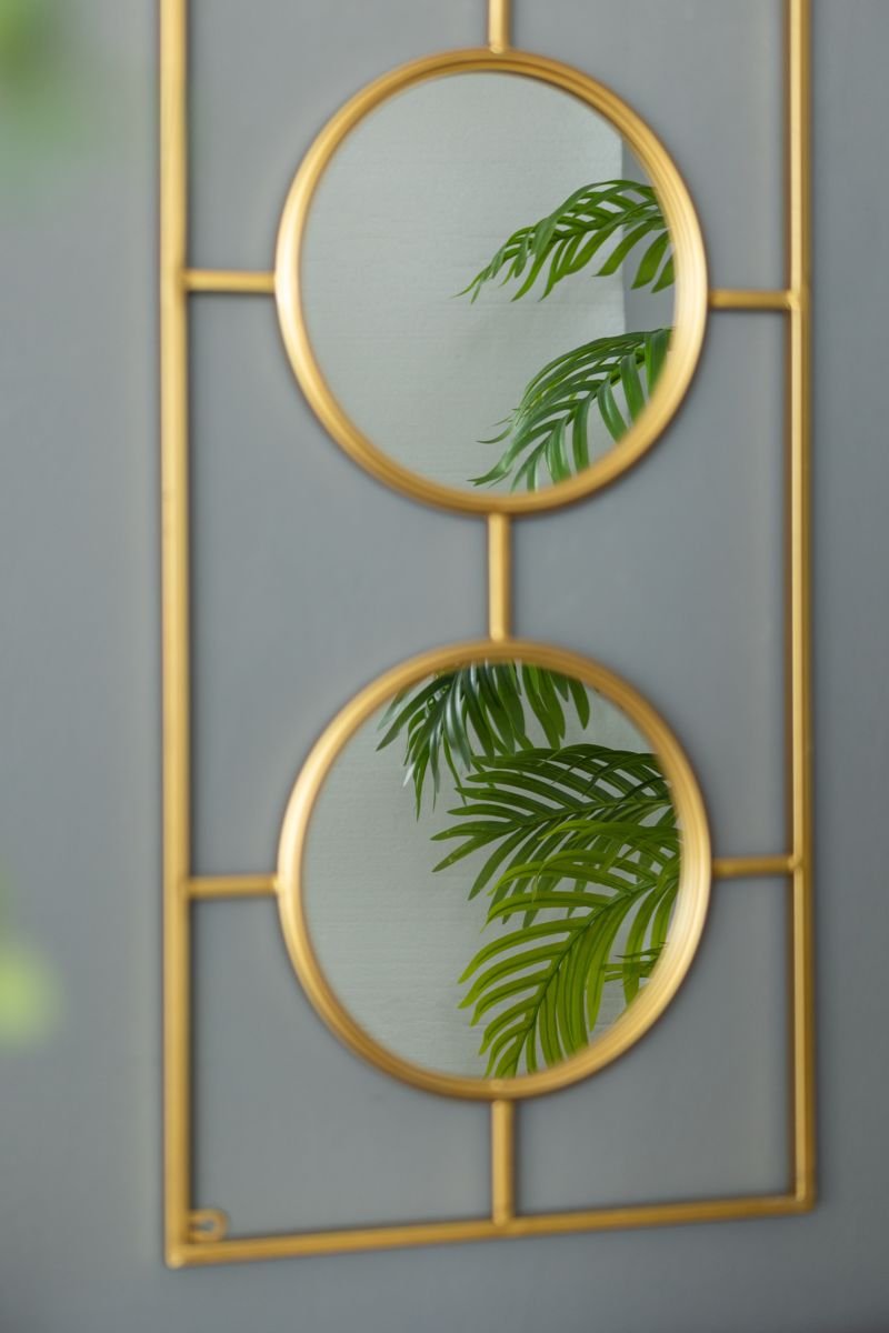 Three-Panel Convex Wall Mirror in Gold Frame — view 2